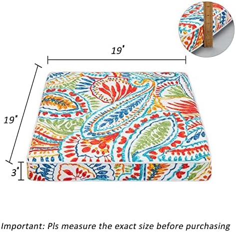 JMGBird Outdoor Chair Cushions Set of 4, Water Resistant Seat Cushions 19 x 19 Inch with Ties Outdoor Cushions for Patio Furniture