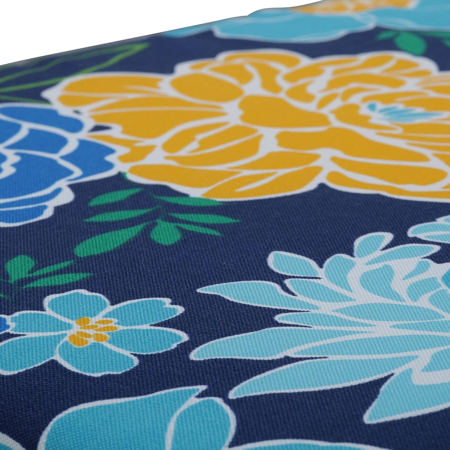 Pillow Perfect Floral Indoor/Outdoor Chair Seat Cushion, Tufted, Weather, and Fade Resistant, 19" x 19", Blue/Yellow Spring Bling, 2 Count