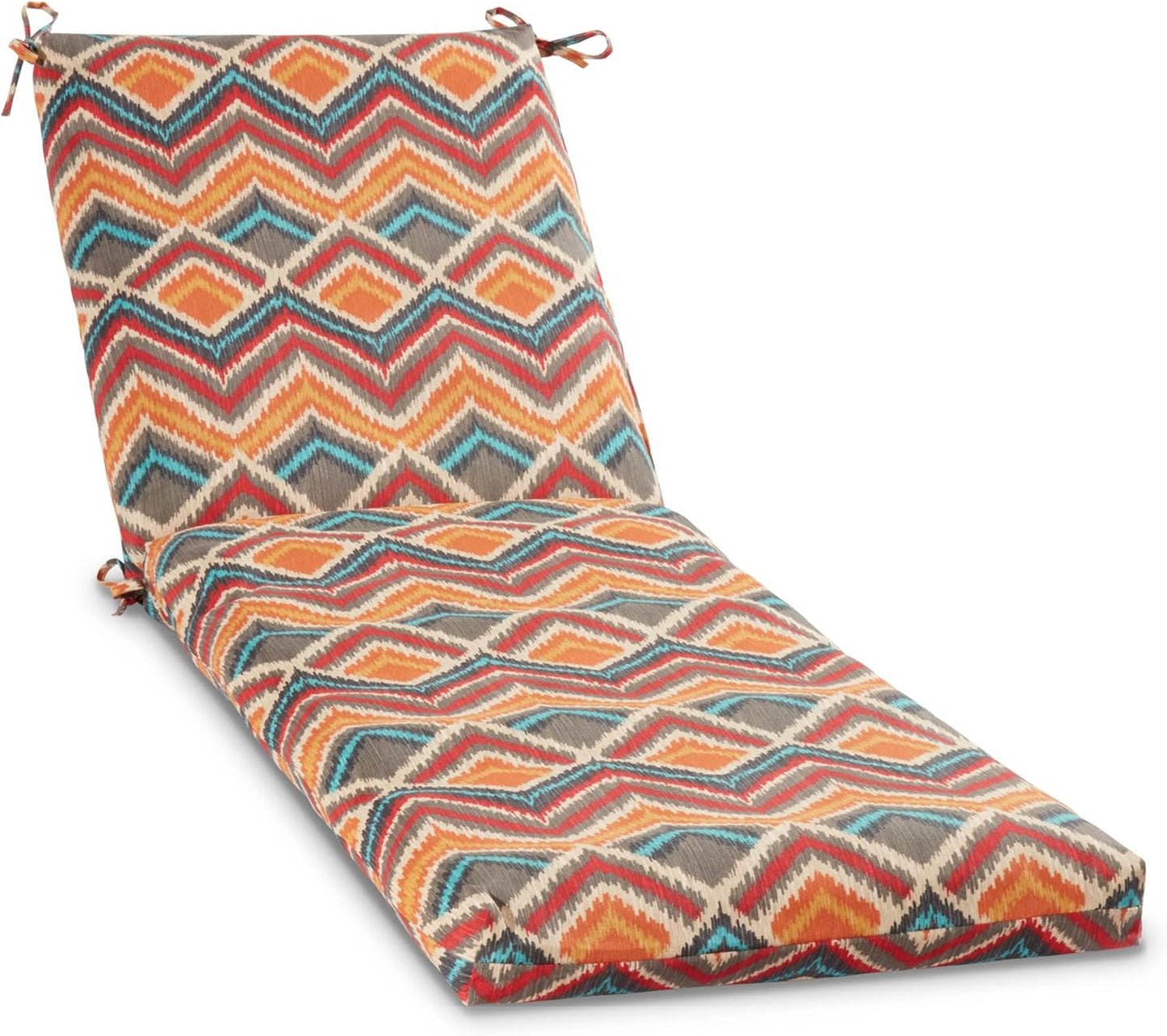 South Pine Porch Outdoor Reversible Chaise Lounge Chair Cushion with String Ties, Jamboree Paisley