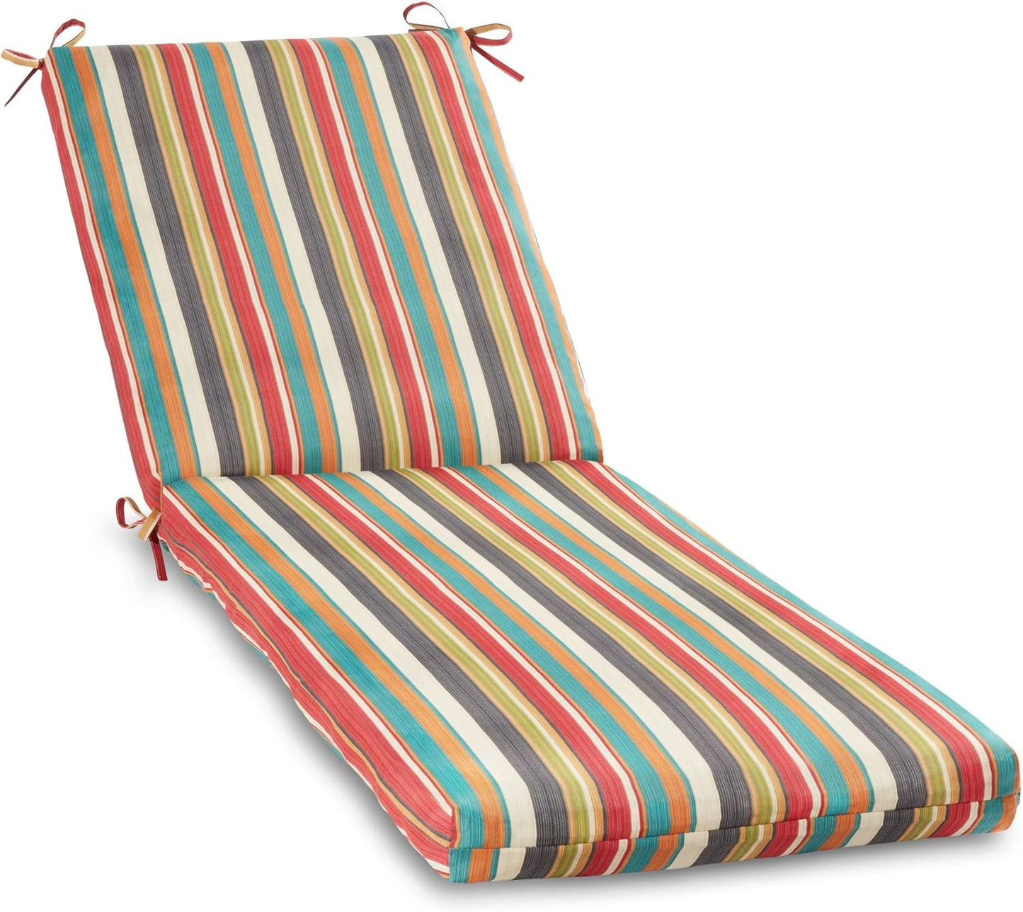 South Pine Porch Outdoor Reversible Chaise Lounge Chair Cushion with String Ties, Jamboree Paisley