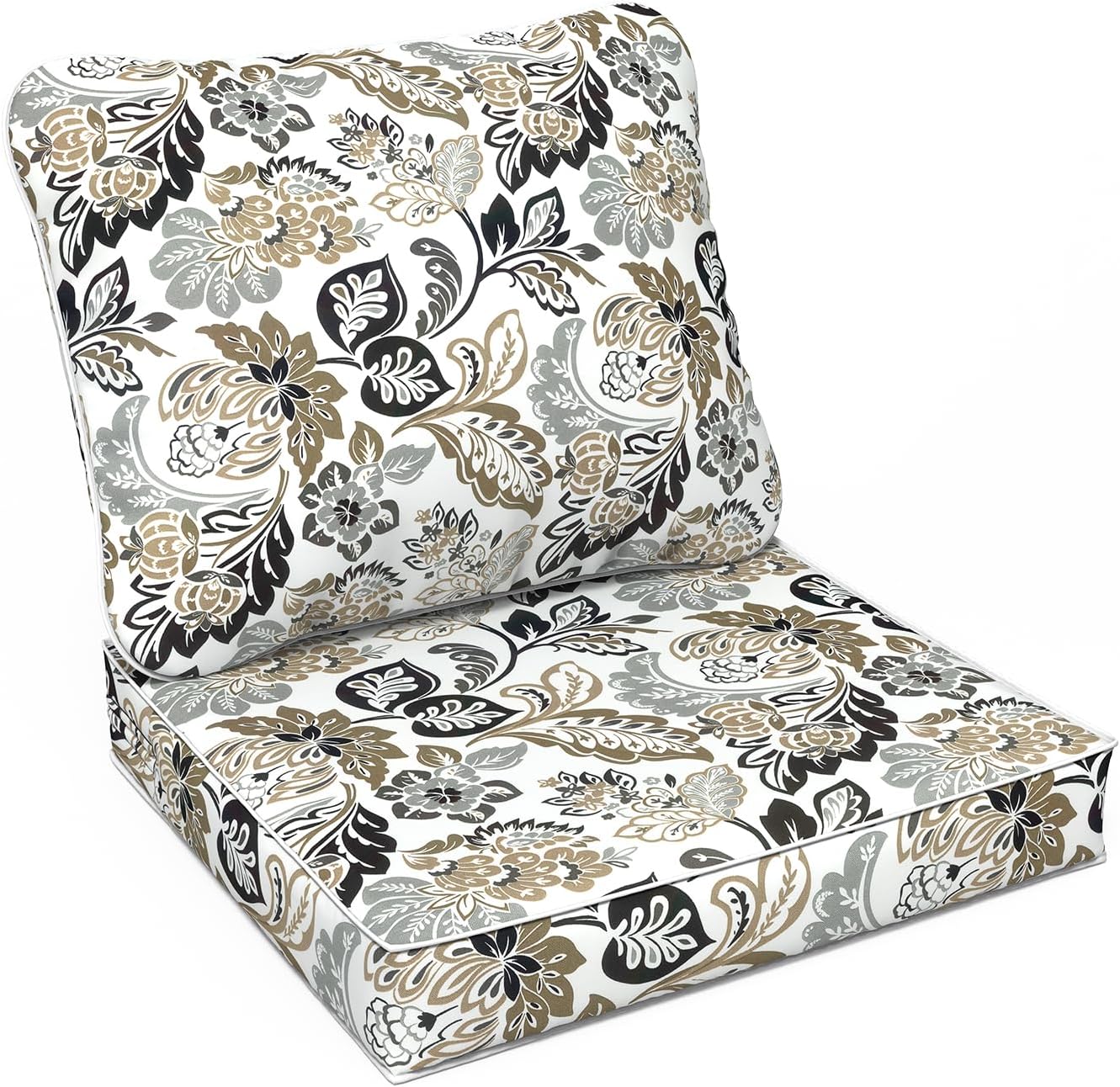 LVTXIII Outdoor Deep Seat Cushion Patio Seat and Back Cushion Set Seasonal Chair Cushion with Removable Cover and Adjustable Buckle for Home and Garden, 22"x22"x4", Pretty Paisley