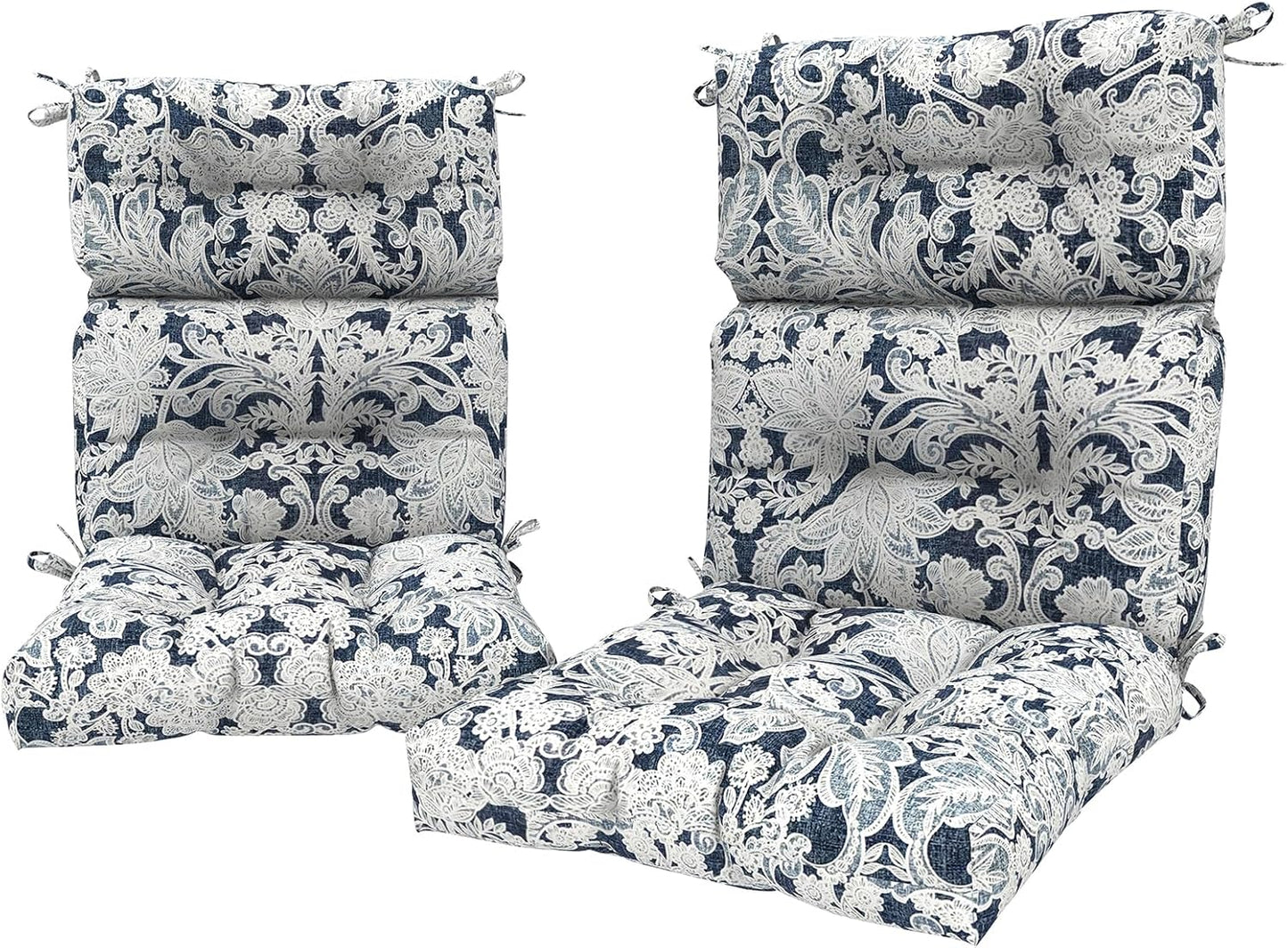 LVTXIII 2 Pack Outdoor/Indoor High Back Chair Cushions, Deep Seat Patio Seat and Back Cushion Set, Stuffed High Rebound Foam Rocking Chair Cushions, 44"x22"x4", Paisley Ummi Multi