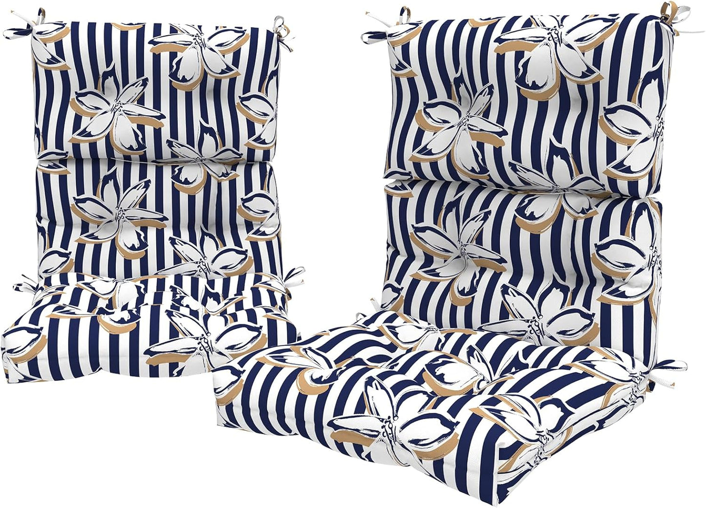 LVTXIII 2 Pack Outdoor/Indoor High Back Chair Cushions, Deep Seat Patio Seat and Back Cushion Set, Stuffed High Rebound Foam Rocking Chair Cushions, 44"x22"x4", Paisley Ummi Multi