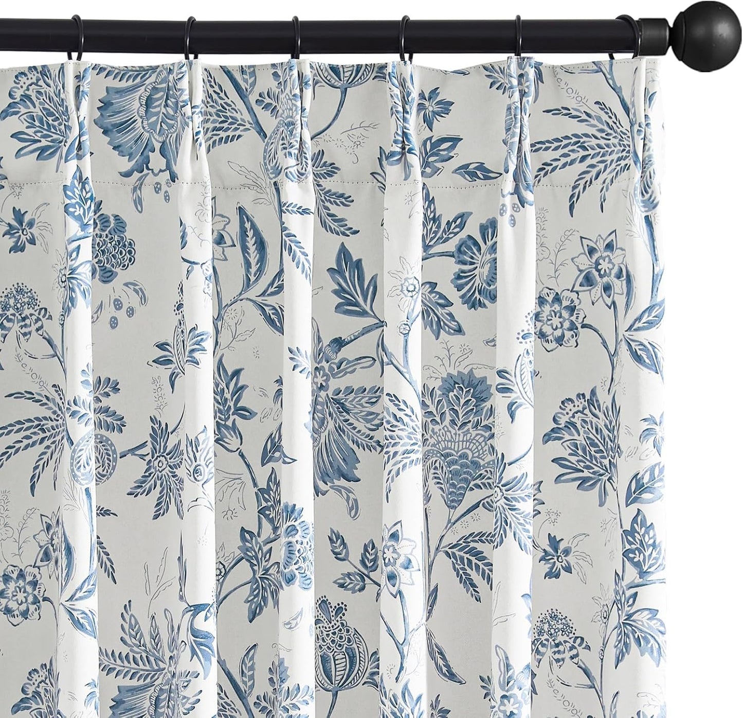jinchan Blackout Floral Curtains for Bedroom, 96 Inches Long Printed Flower Black Out Curtains, French Country Back Tab Sage Green Window Treatment Farmhouse Drapes Set 2 Panels Green