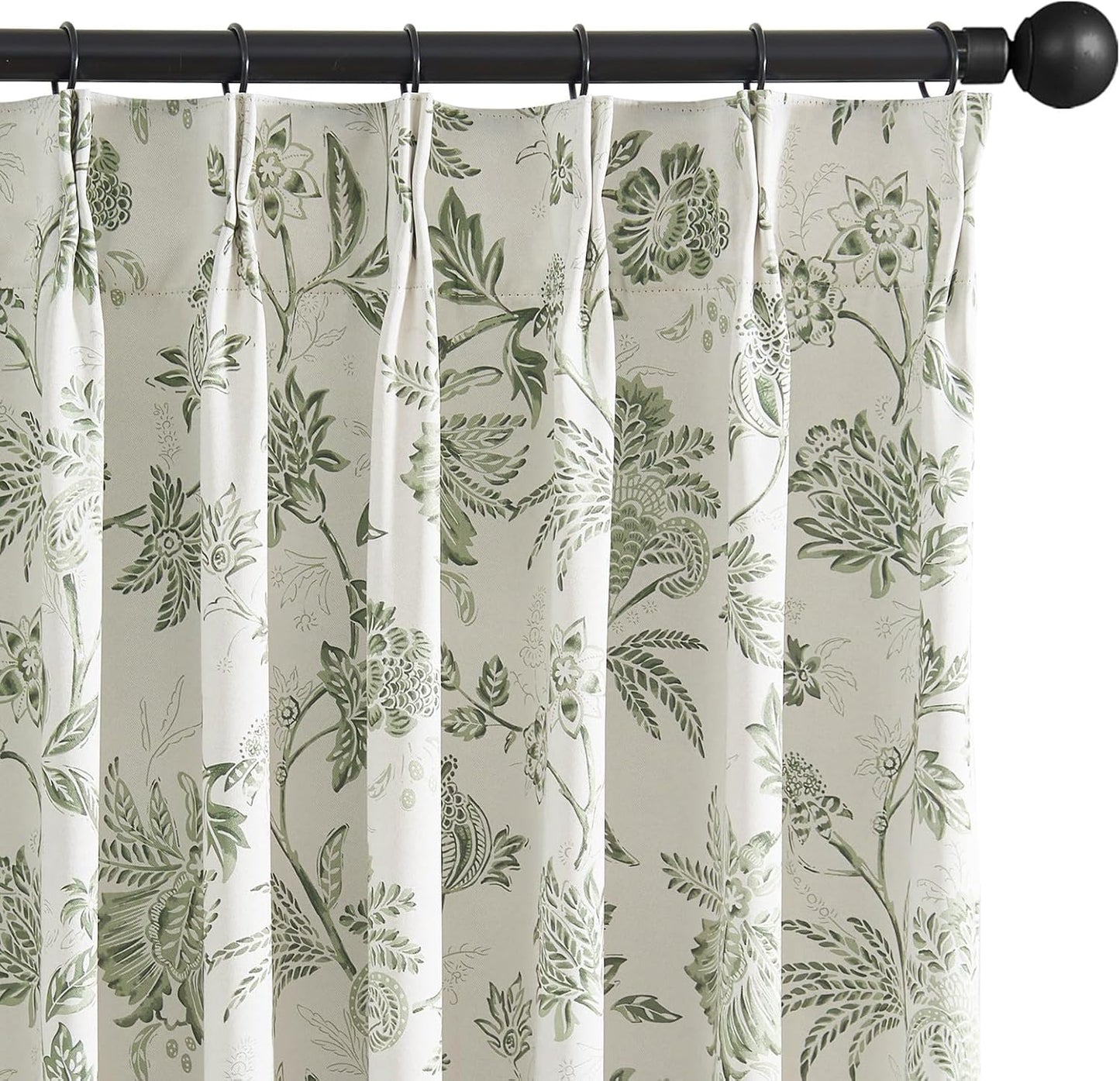 jinchan Blackout Floral Curtains for Bedroom, 96 Inches Long Printed Flower Black Out Curtains, French Country Back Tab Sage Green Window Treatment Farmhouse Drapes Set 2 Panels Green