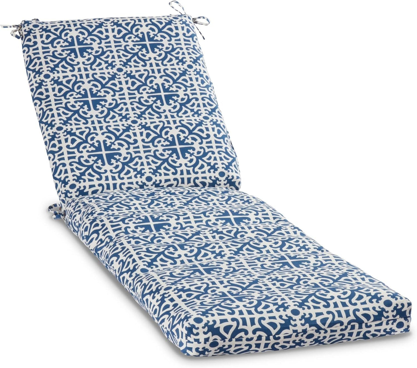 South Pine Porch Outdoor Reversible Chaise Lounge Chair Cushion with String Ties, Jamboree Paisley