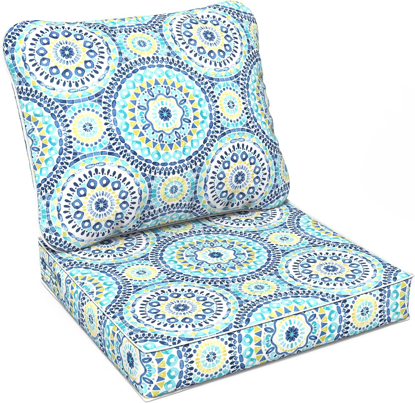LVTXIII Outdoor Deep Seat Cushion Patio Seat and Back Cushion Set Seasonal Chair Cushion with Removable Cover and Adjustable Buckle for Home and Garden, 22"x22"x4", Pretty Paisley