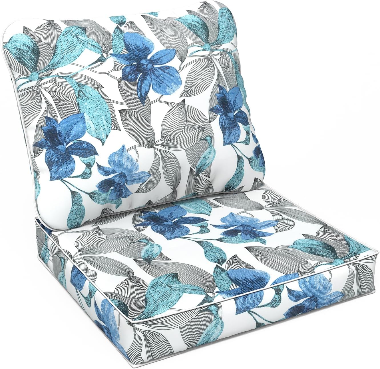 LVTXIII Outdoor Deep Seat Cushion Patio Seat and Back Cushion Set Seasonal Chair Cushion with Removable Cover and Adjustable Buckle for Home and Garden, 22"x22"x4", Pretty Paisley