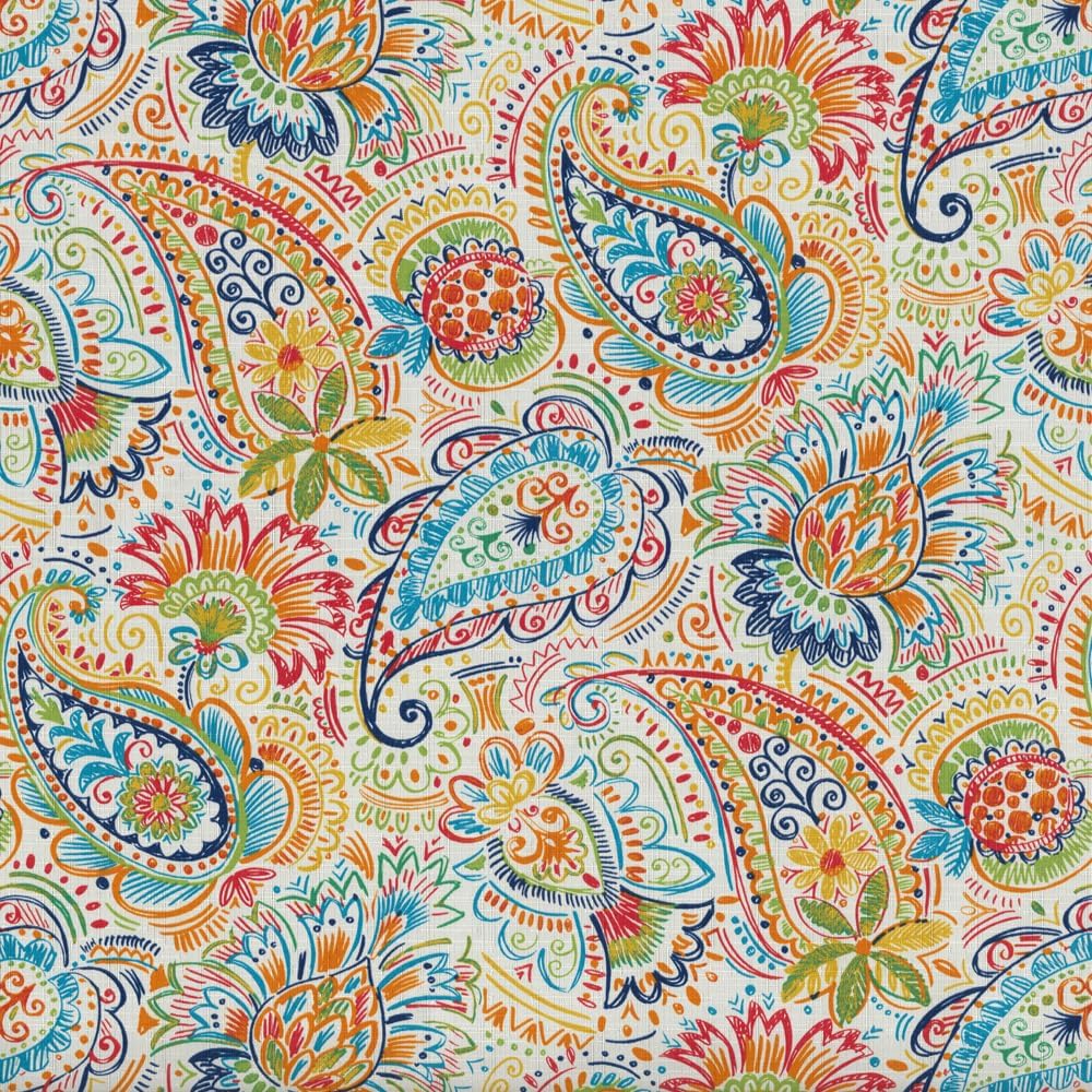 Pillow Perfect Paisley Indoor/Outdoor Chair Seat Cushion with Ties, Tufted, Weather, and Fade Resistant, 18.5" x 19", Blue/Green Gilford, 2 Count