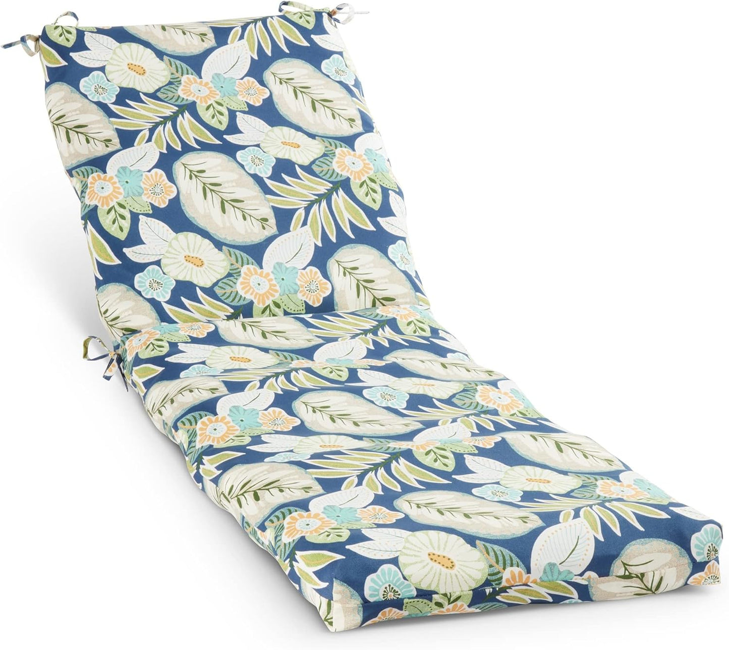 South Pine Porch Outdoor Reversible Chaise Lounge Chair Cushion with String Ties, Jamboree Paisley