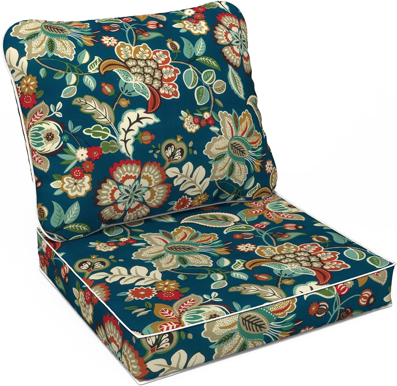 LVTXIII Outdoor Deep Seat Cushion Patio Seat and Back Cushion Set Seasonal Chair Cushion with Removable Cover and Adjustable Buckle for Home and Garden, 22"x22"x4", Pretty Paisley