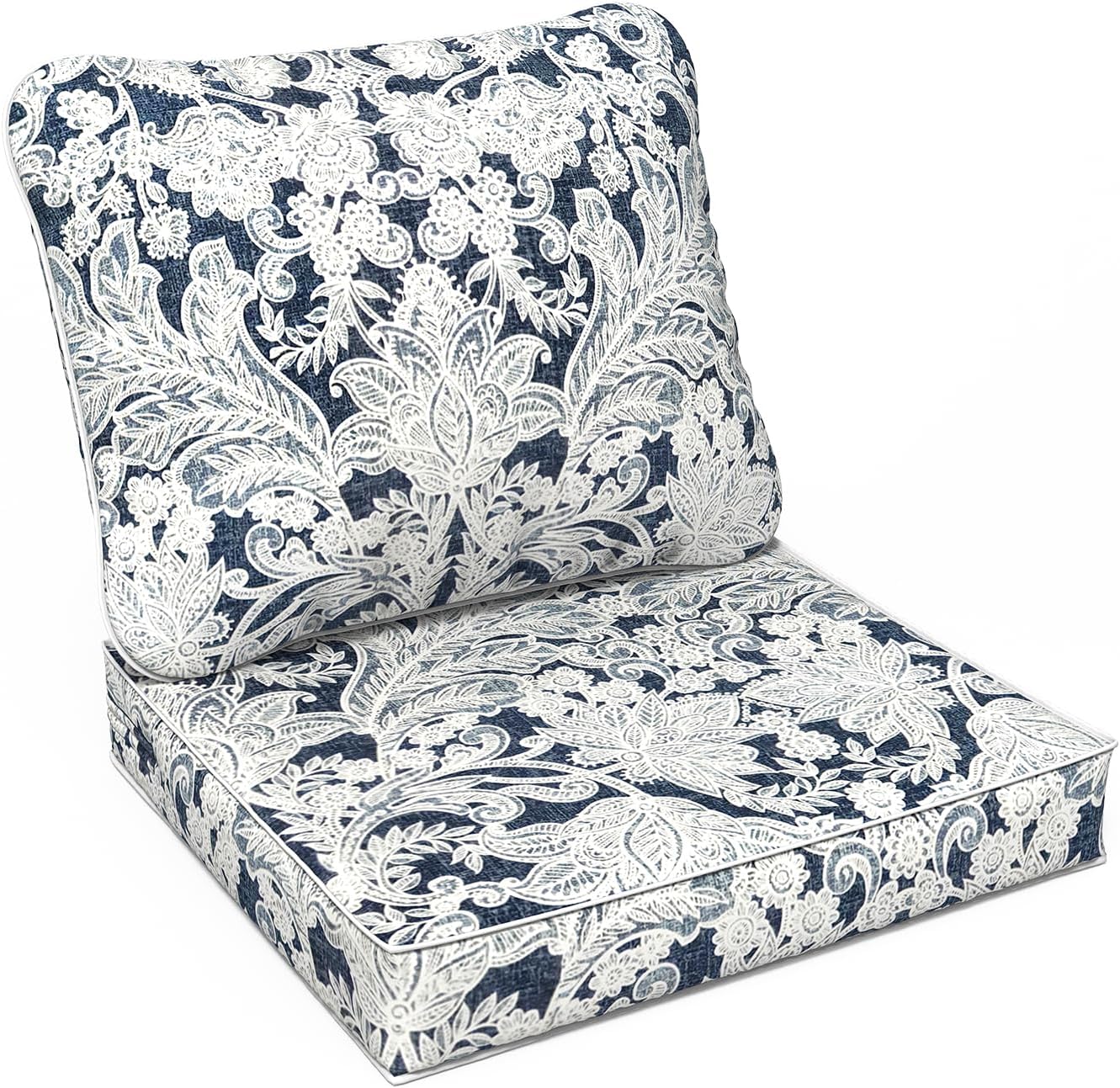 LVTXIII Outdoor Deep Seat Cushion Patio Seat and Back Cushion Set Seasonal Chair Cushion with Removable Cover and Adjustable Buckle for Home and Garden, 22"x22"x4", Pretty Paisley