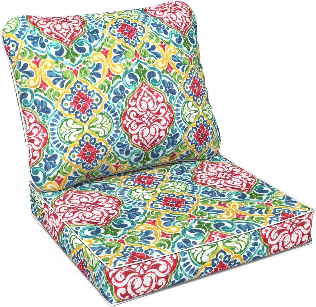 LVTXIII Outdoor Deep Seat Cushion Patio Seat and Back Cushion Set Seasonal Chair Cushion with Removable Cover and Adjustable Buckle for Home and Garden, 22"x22"x4", Pretty Paisley