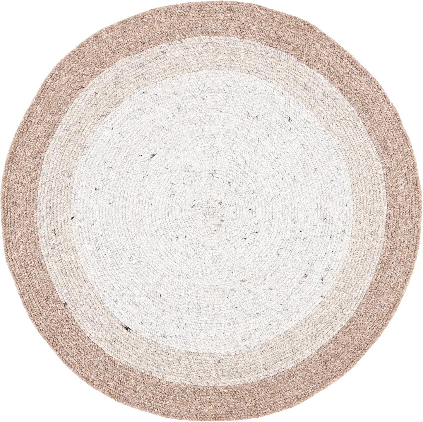 SAFAVIEH Braided Collection 7' Round Beige/Ivory BRD903B Handmade Country Cottage Reversible Wool Entryway Foyer Living Room Bedroom Kitchen Area Rug