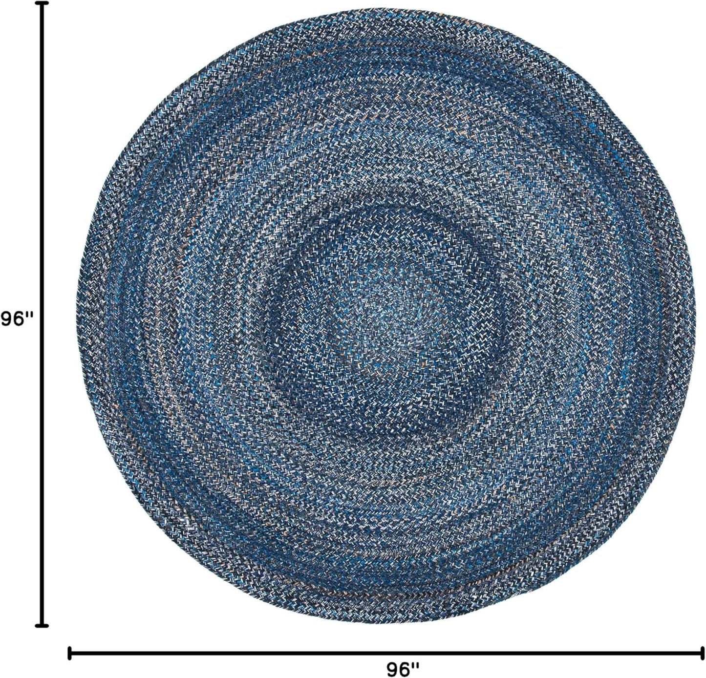 SAFAVIEH Braided Collection 8' Round Navy BRD851N Flatweave Country Cottage Reversible Entryway Foyer Living Room Bedroom Kitchen Area Rug