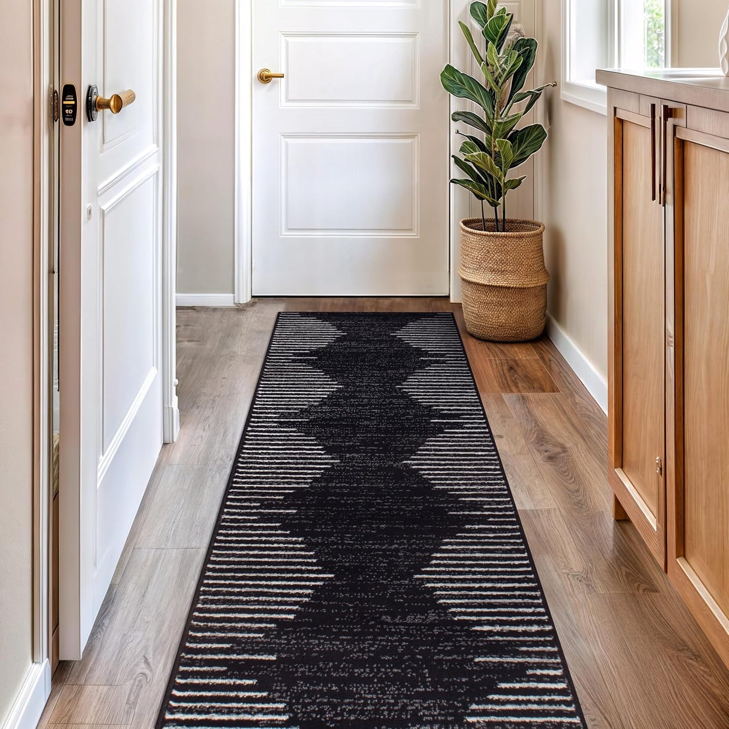 Rugshop Bohemian Stripe Stain Resistant High Traffic Living Room Kitchen Bedroom Dining Home Office Round Rug 8' Cream