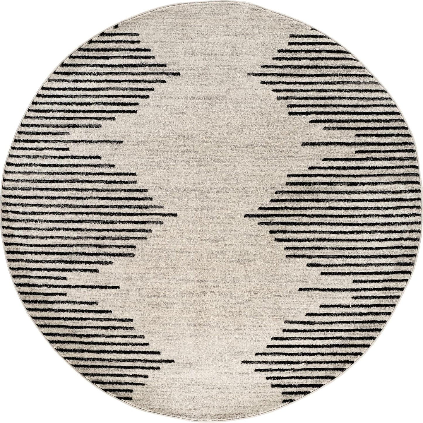 Rugshop Bohemian Stripe Stain Resistant High Traffic Living Room Kitchen Bedroom Dining Home Office Round Rug 8' Cream
