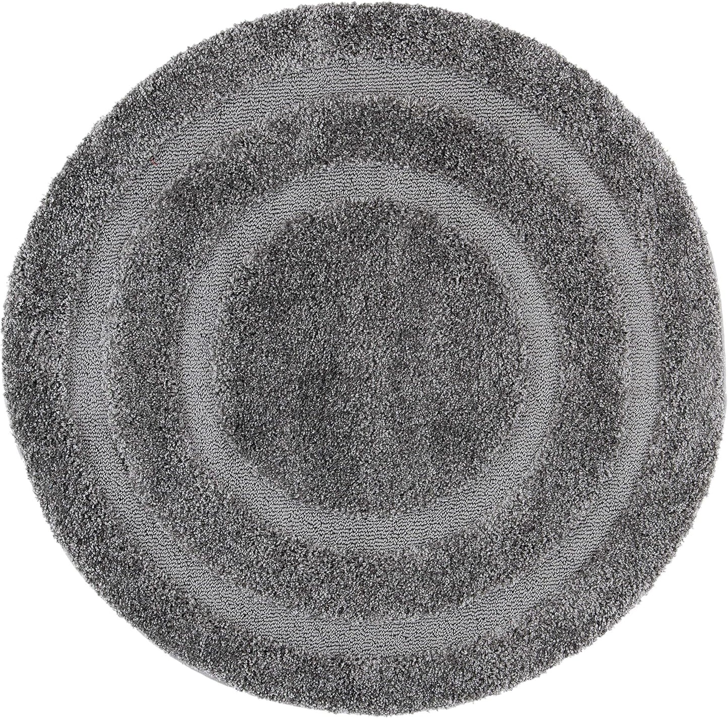 SAFAVIEH Florida Shag Collection Area Rug - 6'7" Round, Creme & Creme, Border Design, Non-Shedding & Easy Care, 1.2-inch Thick Ideal for High Traffic Areas in Living Room, Bedroom (SG454-1111)