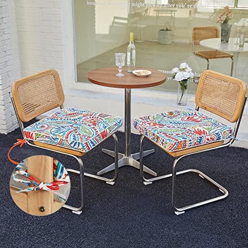 JMGBird Outdoor Chair Cushions Set of 4, Water Resistant Seat Cushions 19 x 19 Inch with Ties Outdoor Cushions for Patio Furniture