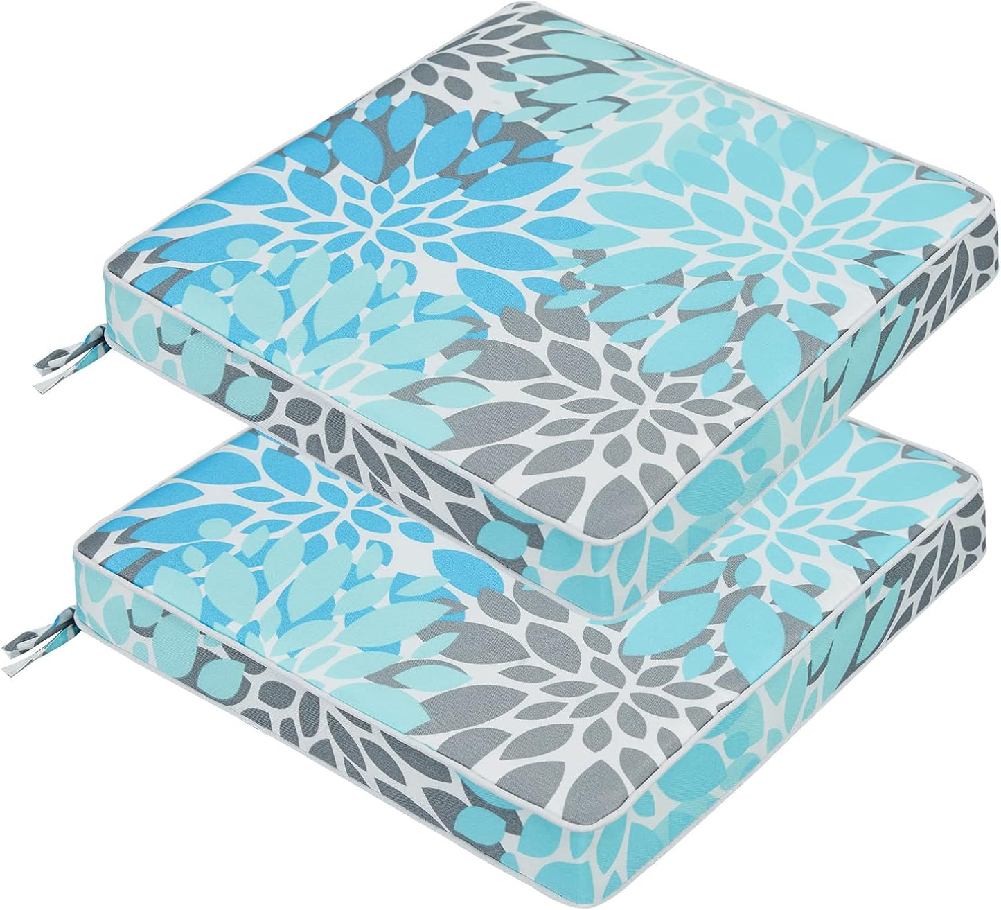 JMGBird Outdoor Chair Cushions Set of 4, Water Resistant Seat Cushions 19 x 19 Inch with Ties Outdoor Cushions for Patio Furniture