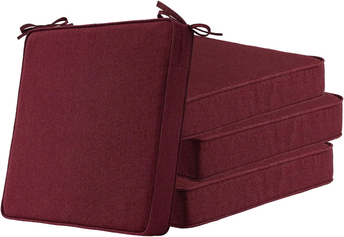 Square Corner Seat Cushions, 19" x 19" x 3", Set of 4, Indoor Outdoor Water Repellent Universal Chair Pads with Ties for Patio Furniture, Garden Deck Dining Chairs, Damask Blue Flower