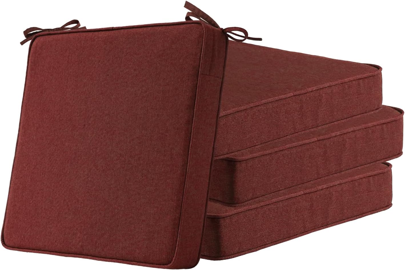 Square Corner Seat Cushions, 19" x 19" x 3", Set of 4, Indoor Outdoor Water Repellent Universal Chair Pads with Ties for Patio Furniture, Garden Deck Dining Chairs, Damask Blue Flower
