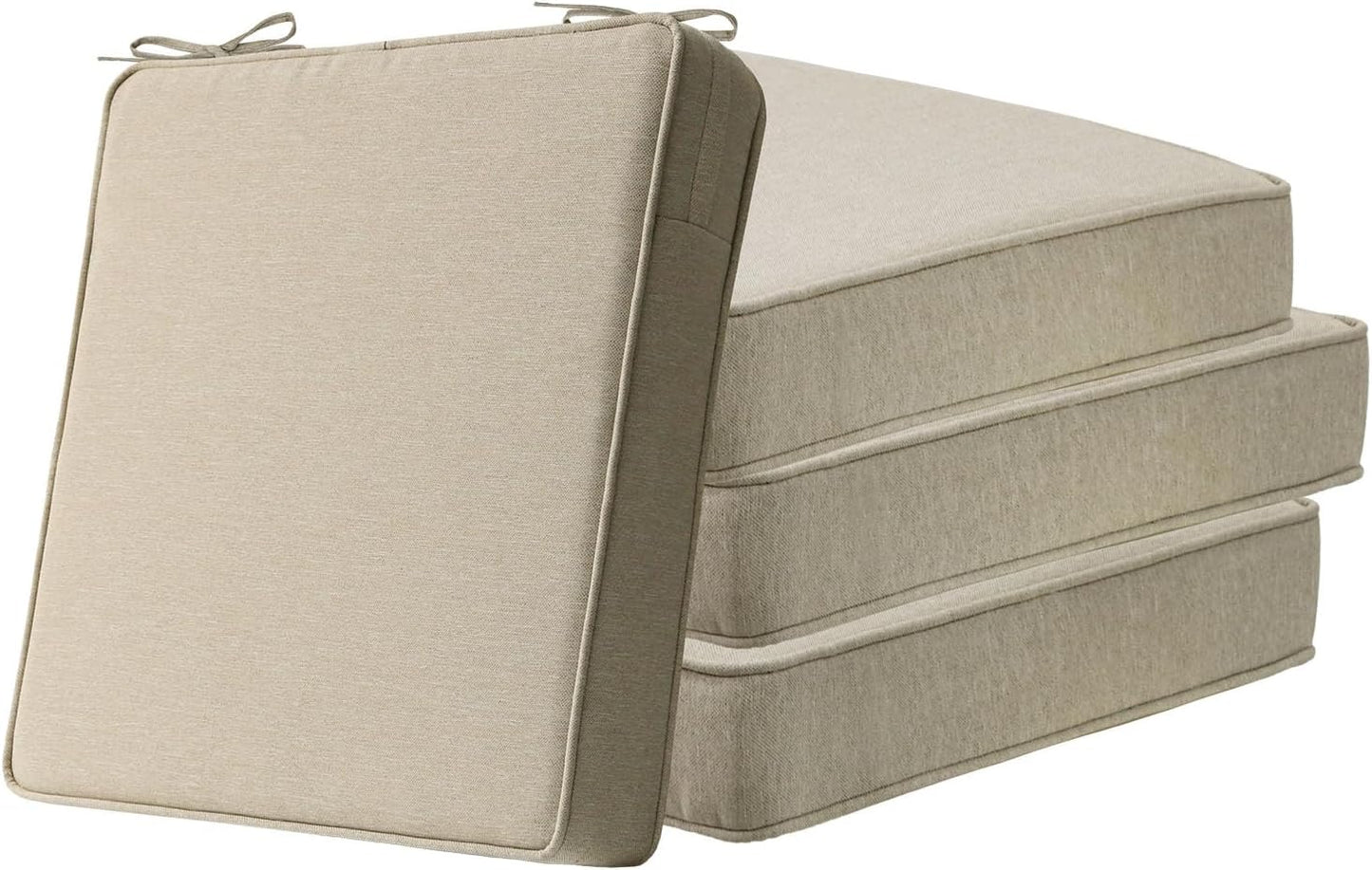Square Corner Seat Cushions, 19" x 19" x 3", Set of 4, Indoor Outdoor Water Repellent Universal Chair Pads with Ties for Patio Furniture, Garden Deck Dining Chairs, Damask Blue Flower