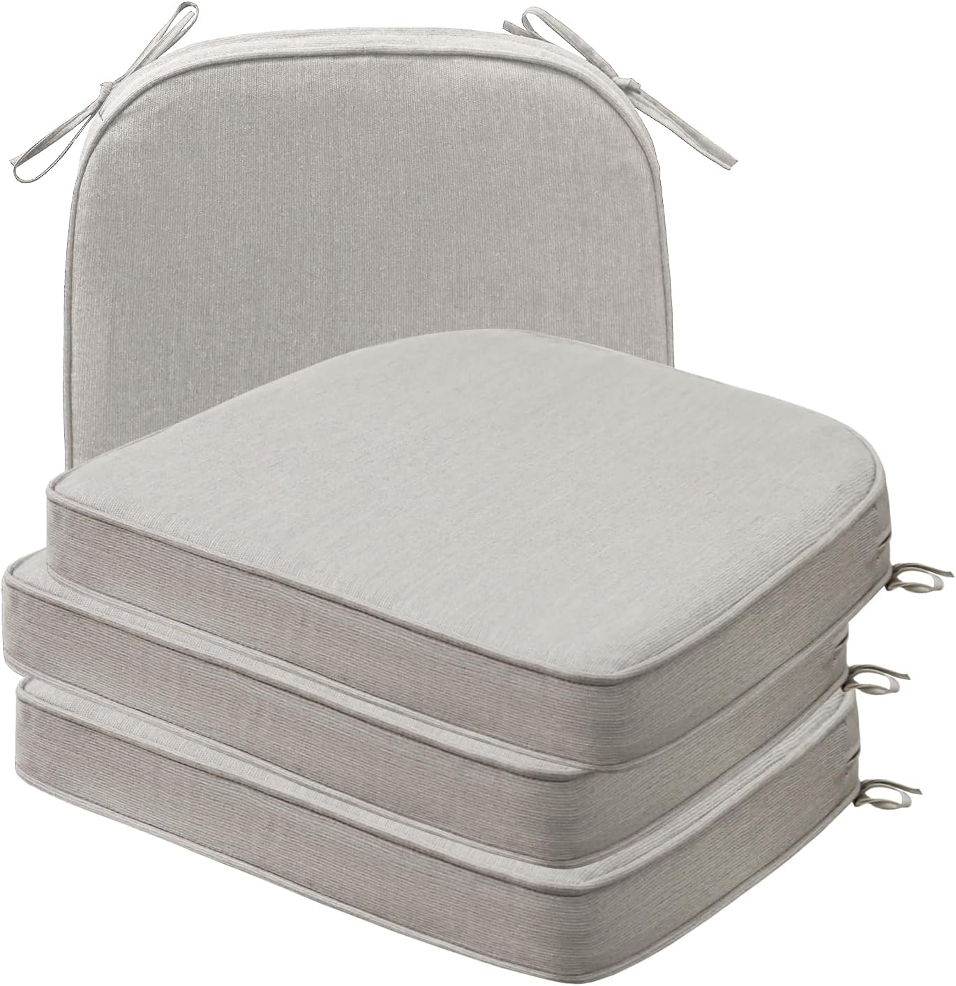 Square Corner Seat Cushions, 19" x 19" x 3", Set of 4, Indoor Outdoor Water Repellent Universal Chair Pads with Ties for Patio Furniture, Garden Deck Dining Chairs, Damask Blue Flower