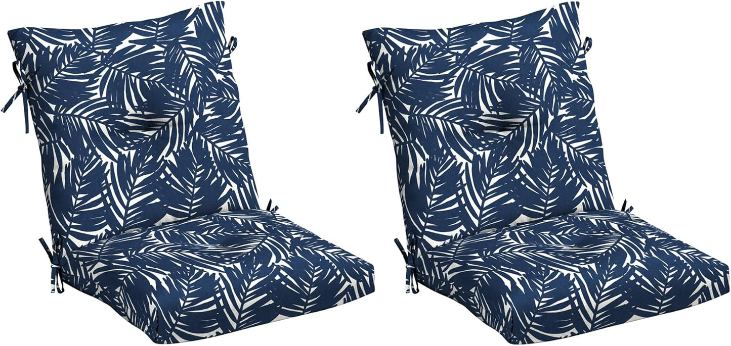 Arden earthFIBER Plush Modern Tufted Polyfill Dining Chair Cushion, Set of 2, 21 x 40, Water Repellent, Fade Resistant, Sapphire Blue Ridge Paisley
