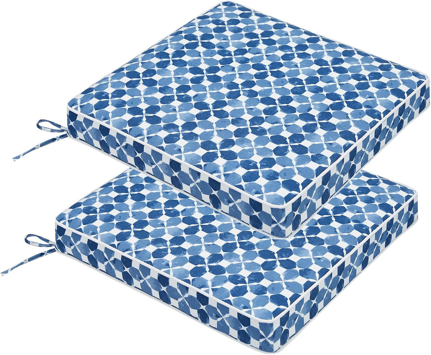 JMGBird Outdoor Chair Cushions Set of 4, Water Resistant Seat Cushions 19 x 19 Inch with Ties Outdoor Cushions for Patio Furniture