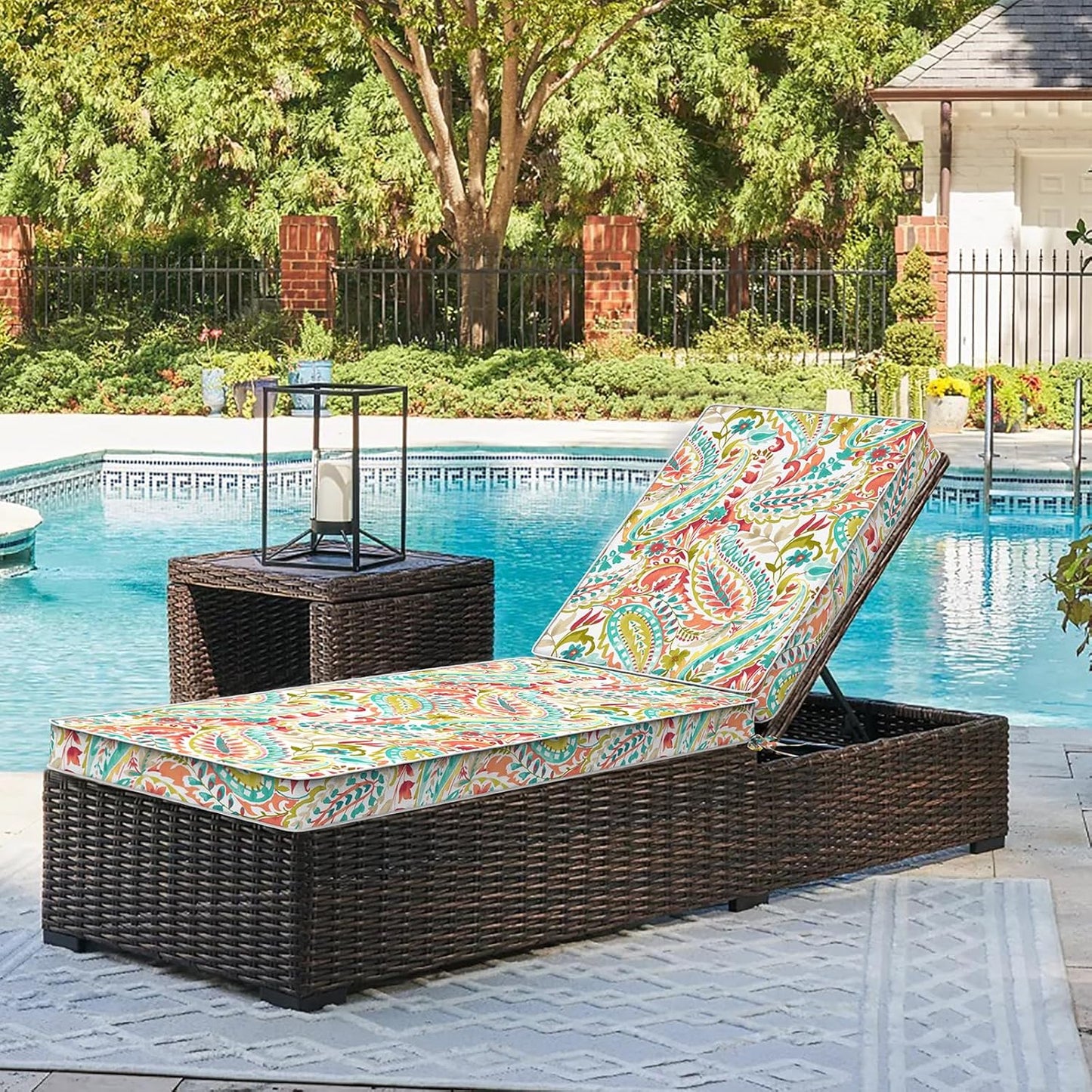 LVTXIII Outdoor Chaise Lounge Cushion, 72 x 21 x 3 Inch Patio Water-Repellent Lounge Chair Seat Cushions for Garden, Furniture, Home Decor, Pretty Paisley