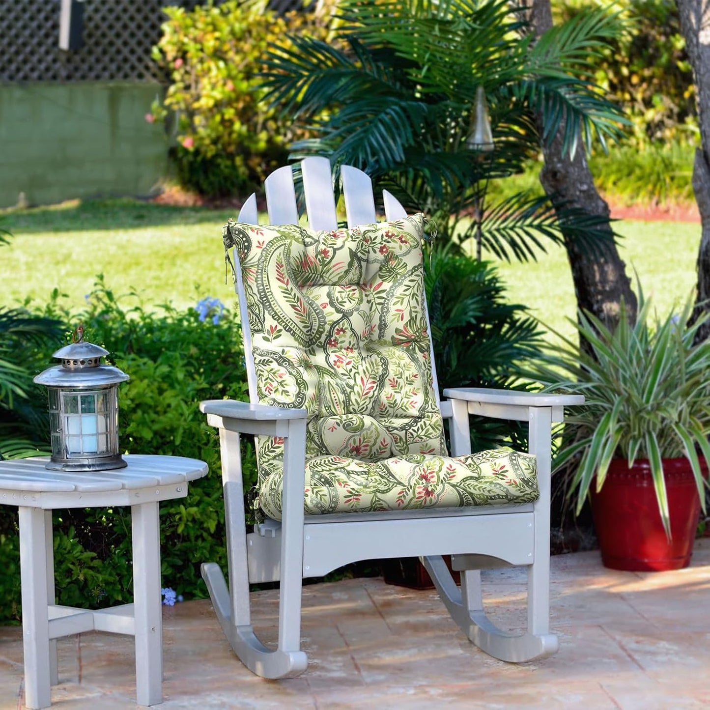 LVTXIII Outdoor/Indoor Rocking Chair Cushion Set with Thick Padding, All Weather Patio Tufted Seat and Back Cushion with Ties for Home and Garden Rocker, 38x17x3, 2 Count, Faylinn Shadow Paisley