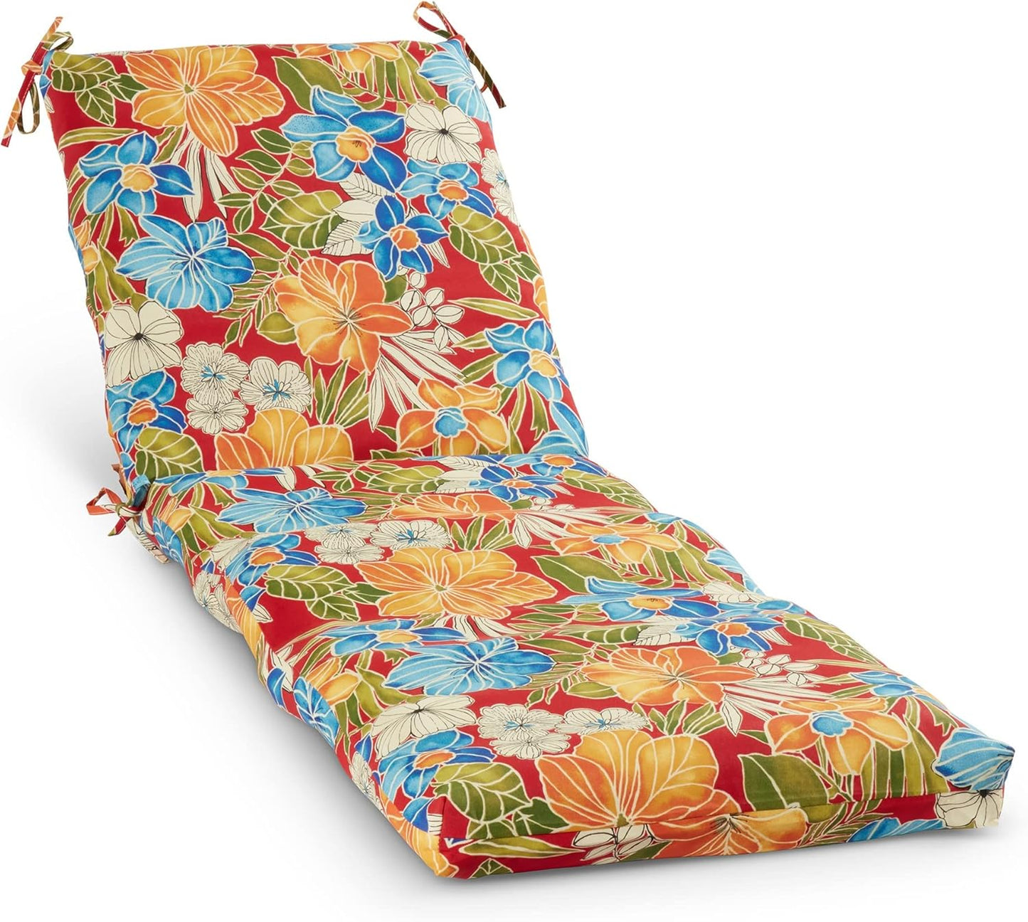 South Pine Porch Outdoor Reversible Chaise Lounge Chair Cushion with String Ties, Jamboree Paisley