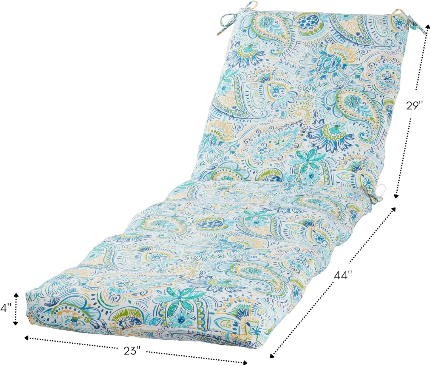 Greendale Home Fashions Outdoor Reversible Chaise Lounge Chair Cushion, Paisley