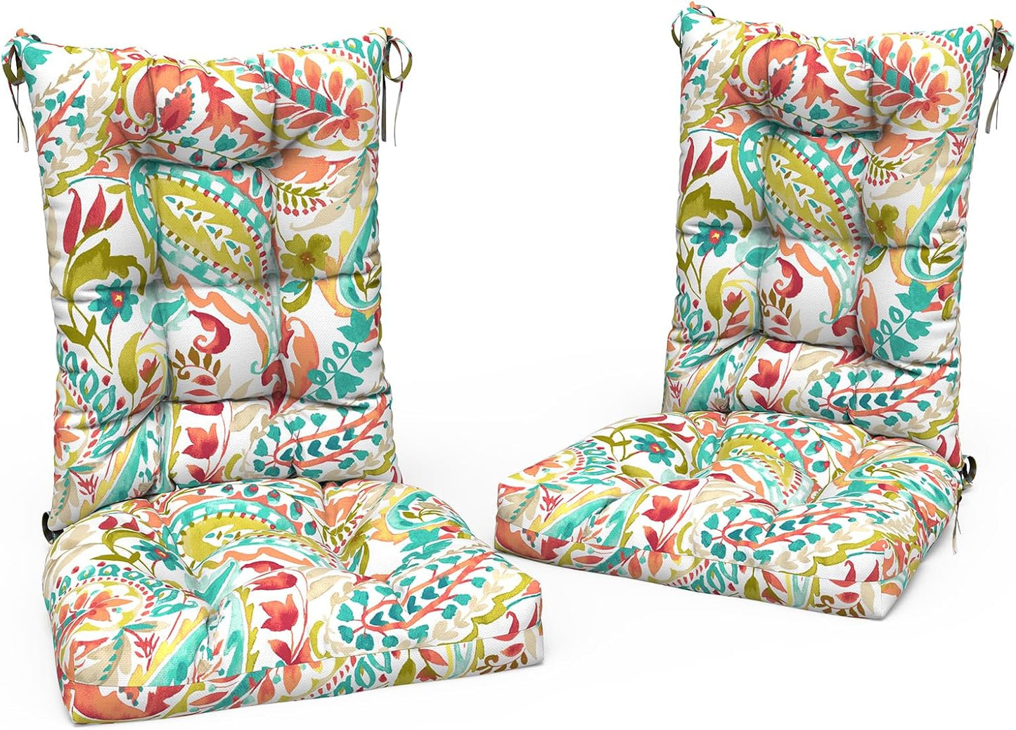 LVTXIII Outdoor/Indoor Rocking Chair Cushion Set with Thick Padding, All Weather Patio Tufted Seat and Back Cushion with Ties for Home and Garden Rocker, 38x17x3, 2 Count, Faylinn Shadow Paisley