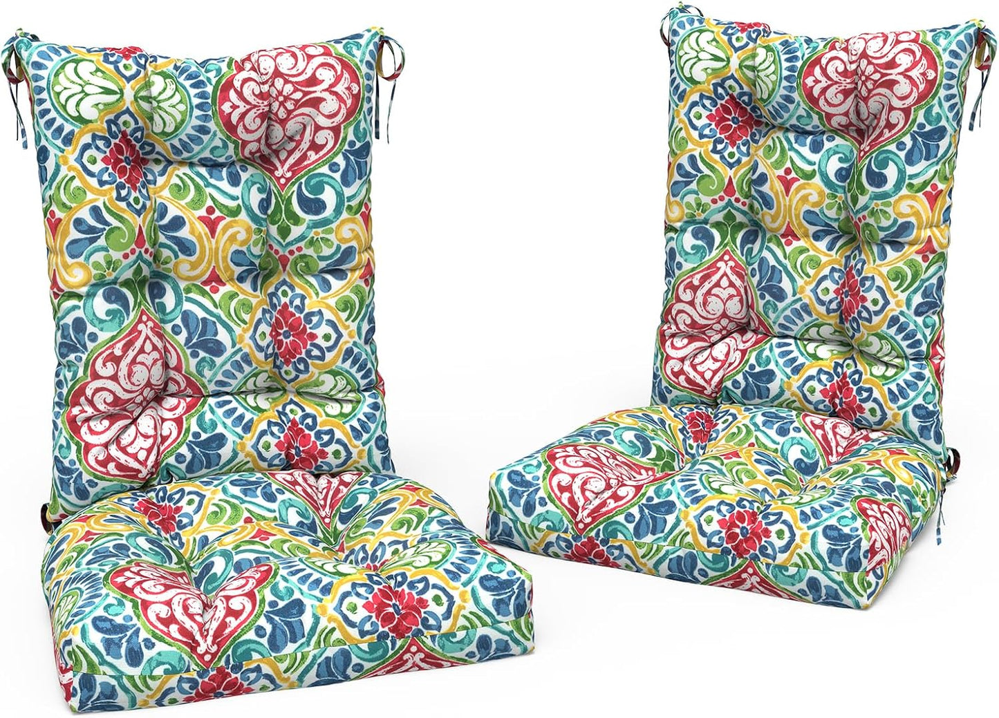 LVTXIII Outdoor/Indoor Rocking Chair Cushion Set with Thick Padding, All Weather Patio Tufted Seat and Back Cushion with Ties for Home and Garden Rocker, 38x17x3, 2 Count, Faylinn Shadow Paisley