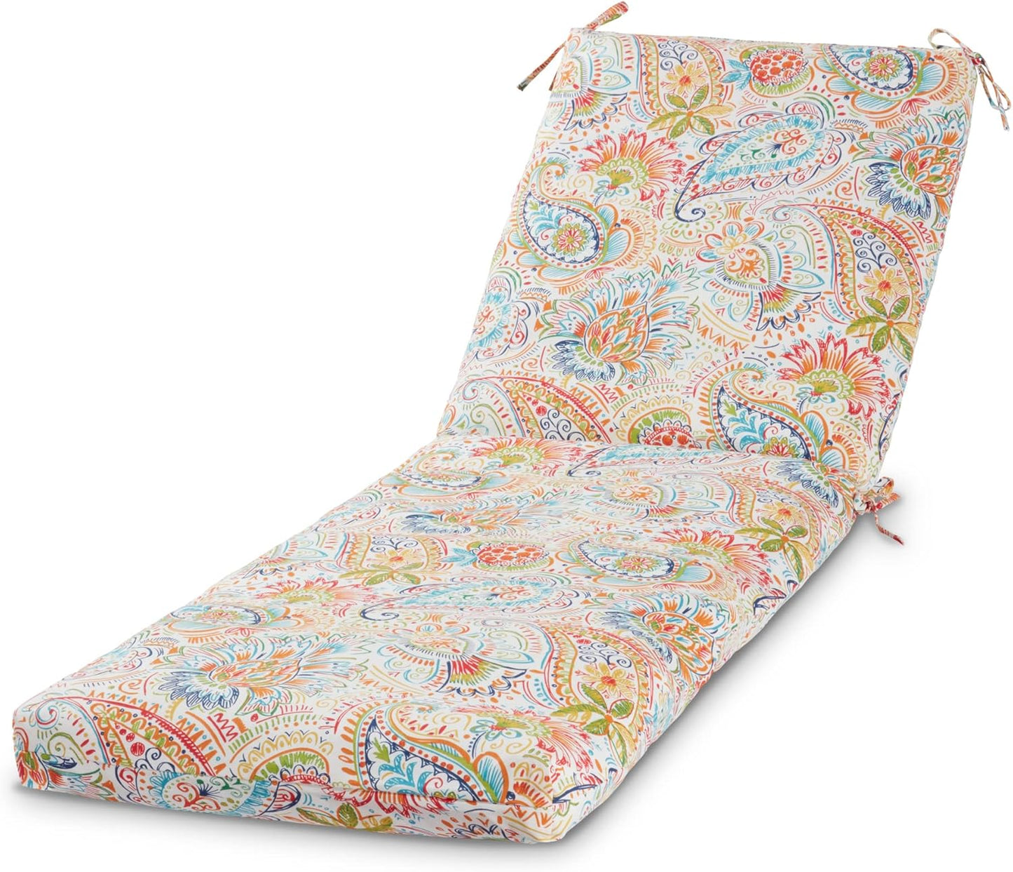 Greendale Home Fashions Outdoor Reversible Chaise Lounge Chair Cushion, Paisley