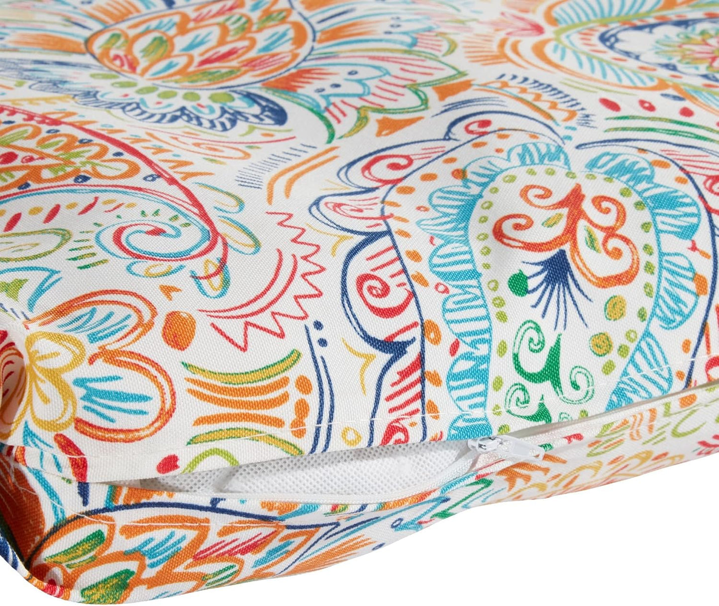 South Pine Porch Outdoor Reversible Chaise Lounge Chair Cushion with String Ties, Jamboree Paisley