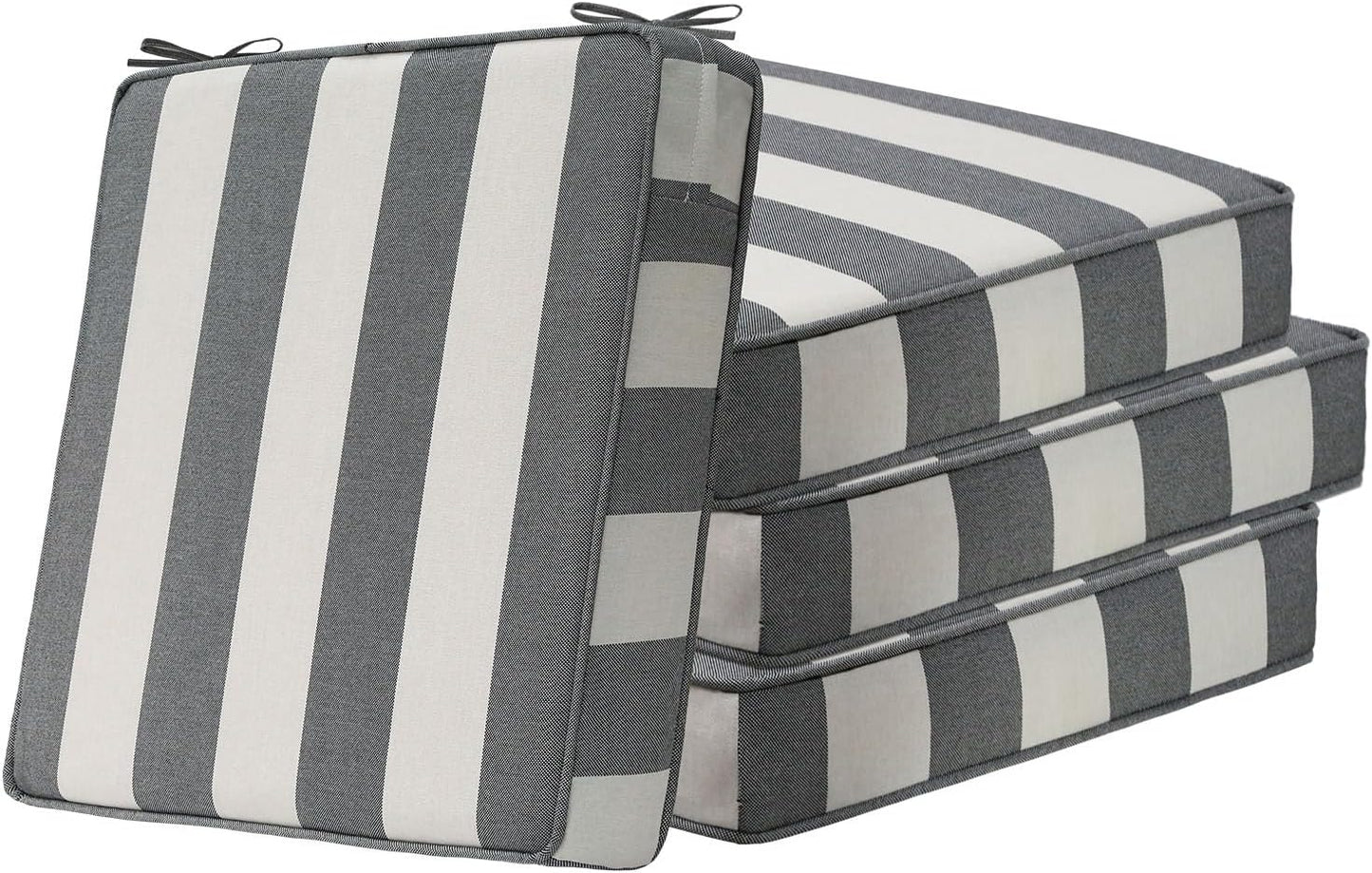 Square Corner Seat Cushions, 19" x 19" x 3", Set of 4, Indoor Outdoor Water Repellent Universal Chair Pads with Ties for Patio Furniture, Garden Deck Dining Chairs, Damask Blue Flower