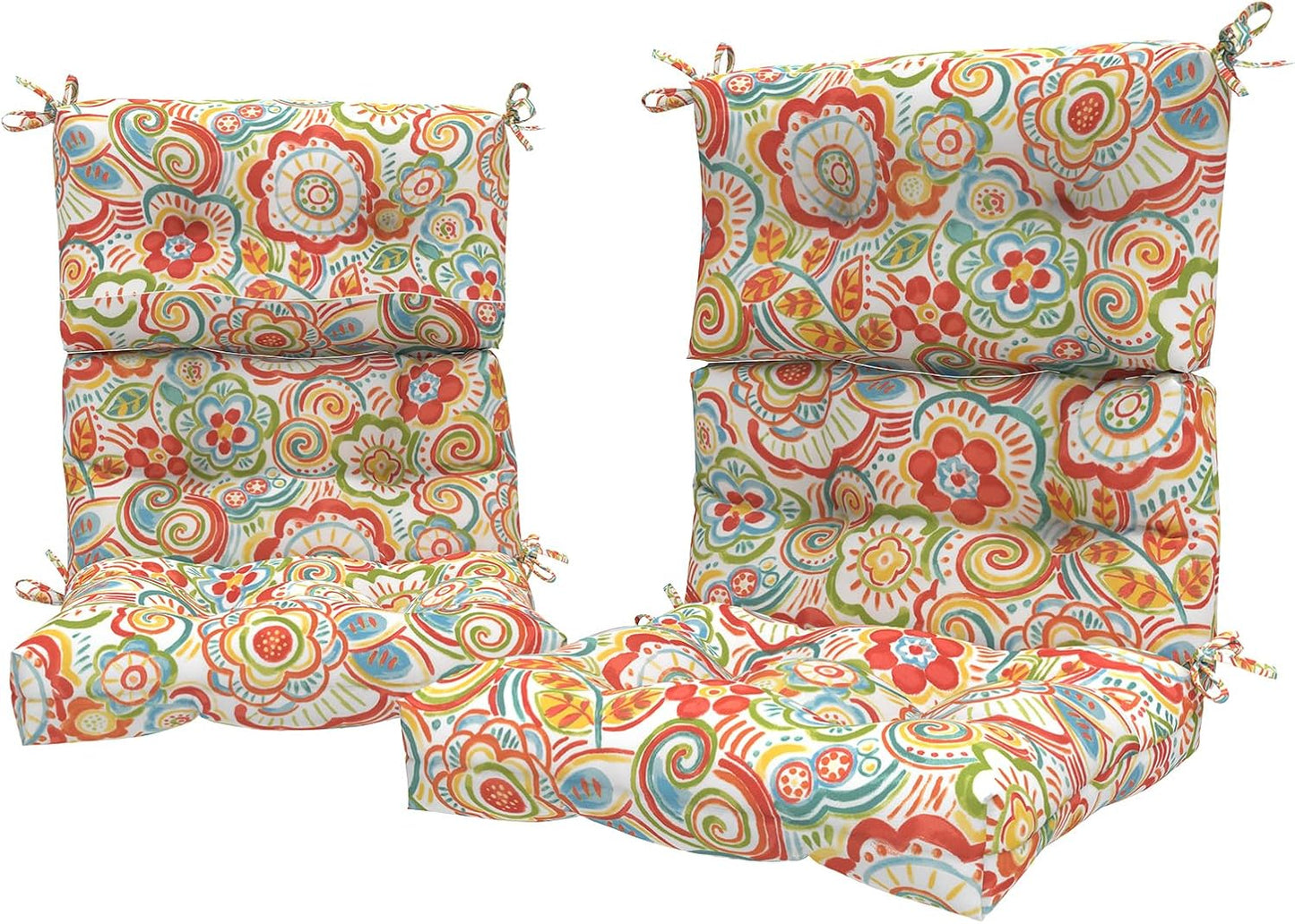LVTXIII Outdoor Low Back Chair Cushions, Seasonal Replacement Adirondack Chair Cushion with Ties, Patio Waterproof Seat Cushions for Home Garden Use, 21 W x 21 D, Set of 2, Pretty Paisley