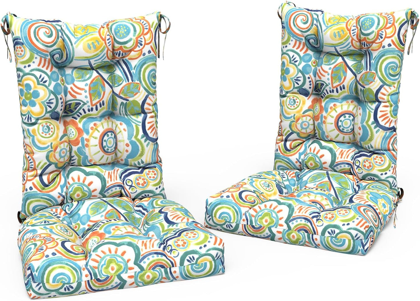 LVTXIII Outdoor/Indoor Rocking Chair Cushion Set with Thick Padding, All Weather Patio Tufted Seat and Back Cushion with Ties for Home and Garden Rocker, 38x17x3, 2 Count, Faylinn Shadow Paisley