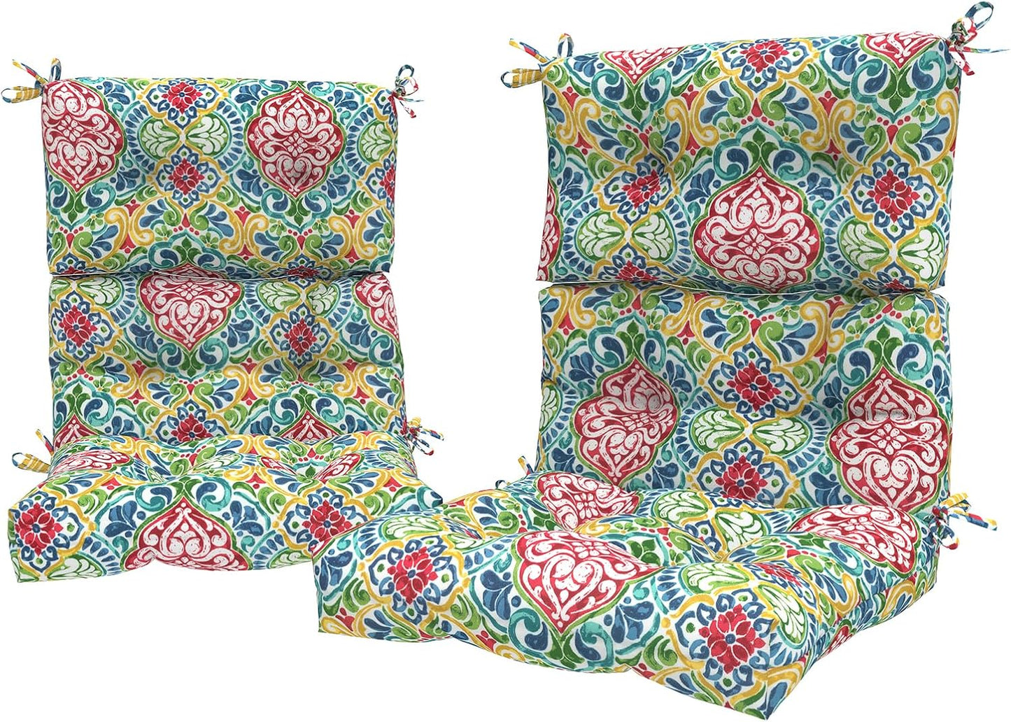 LVTXIII Outdoor Low Back Chair Cushions, Seasonal Replacement Adirondack Chair Cushion with Ties, Patio Waterproof Seat Cushions for Home Garden Use, 21 W x 21 D, Set of 2, Pretty Paisley