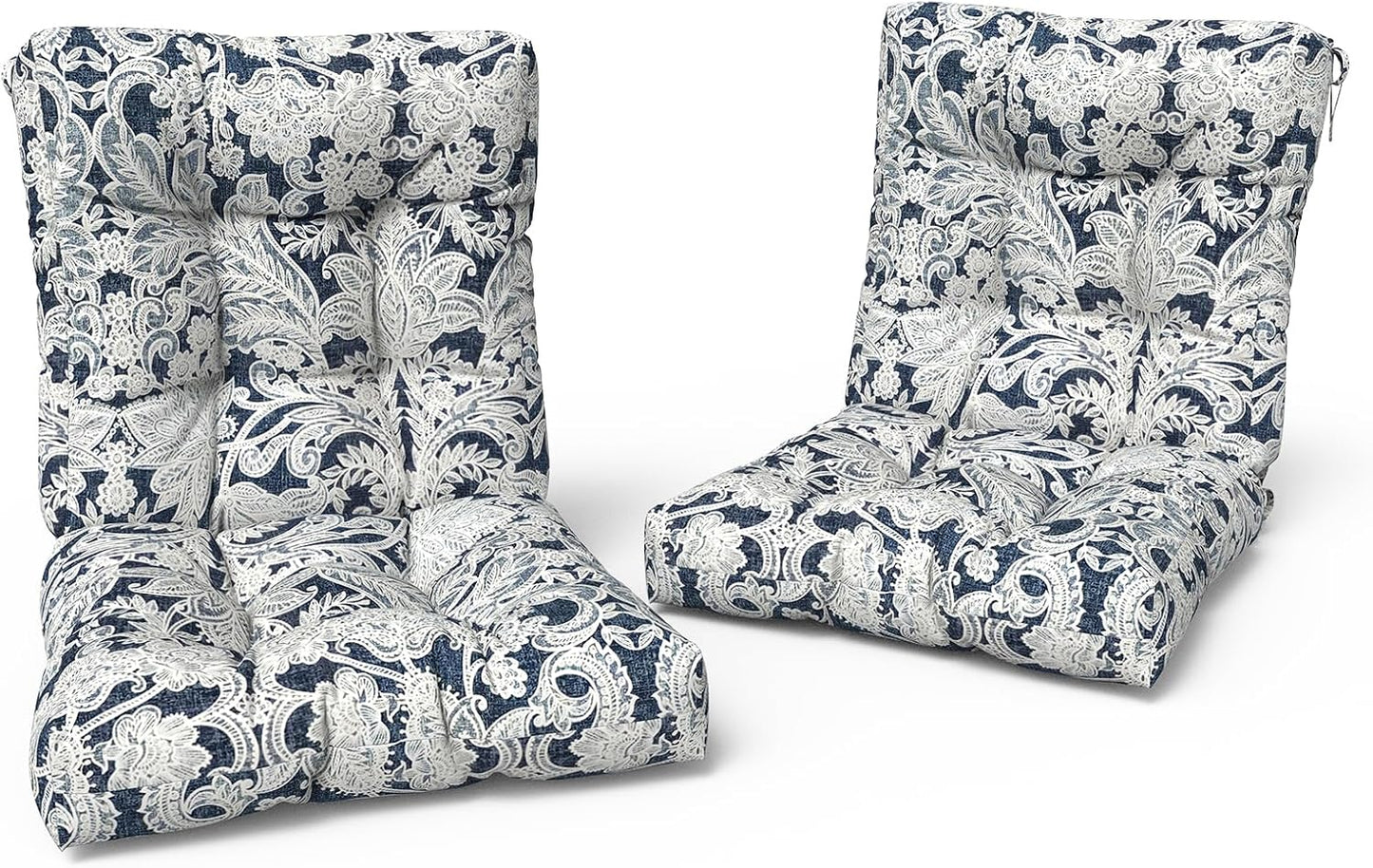 LVTXIII Outdoor Low Back Chair Cushions, Seasonal Replacement Adirondack Chair Cushion with Ties, Patio Waterproof Seat Cushions for Home Garden Use, 21 W x 21 D, Set of 2, Pretty Paisley