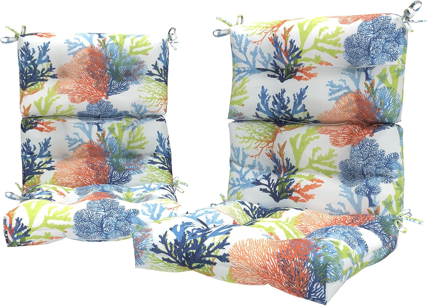LVTXIII Outdoor Low Back Chair Cushions, Seasonal Replacement Adirondack Chair Cushion with Ties, Patio Waterproof Seat Cushions for Home Garden Use, 21 W x 21 D, Set of 2, Pretty Paisley