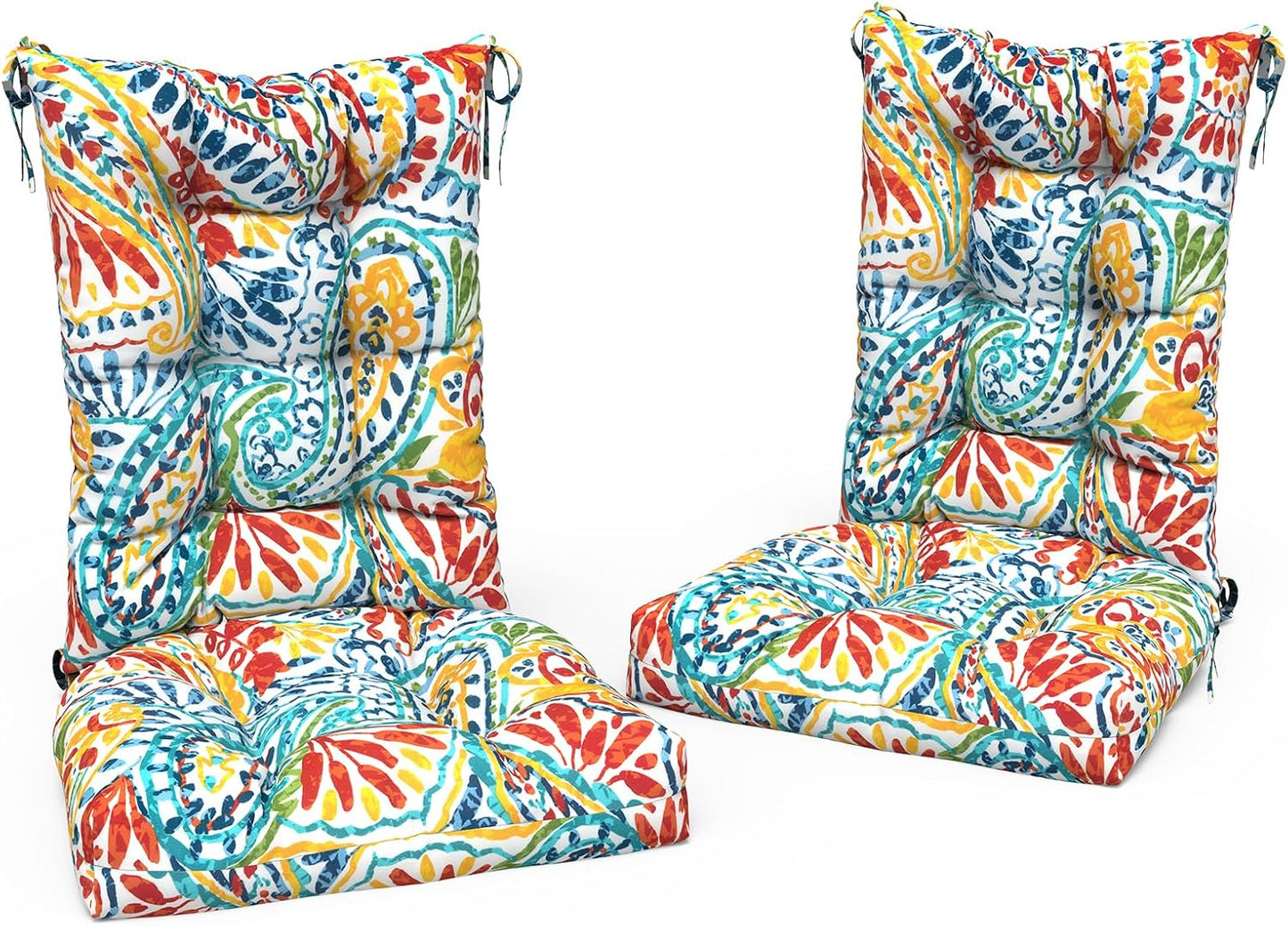 LVTXIII Outdoor/Indoor Rocking Chair Cushion Set with Thick Padding, All Weather Patio Tufted Seat and Back Cushion with Ties for Home and Garden Rocker, 38x17x3, 2 Count, Faylinn Shadow Paisley