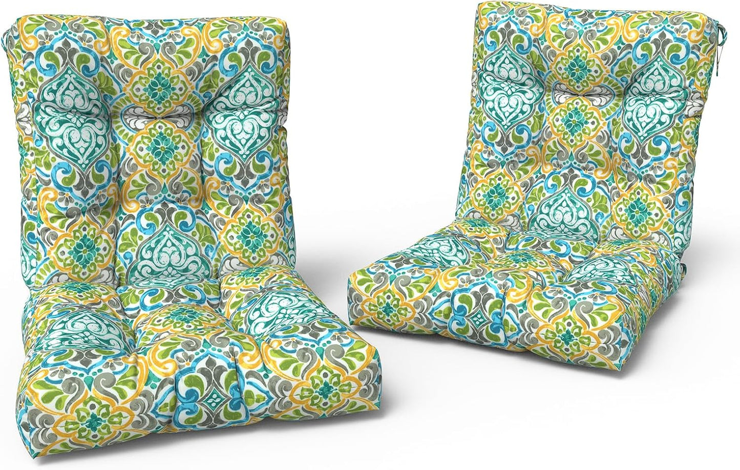 LVTXIII Outdoor Low Back Chair Cushions, Seasonal Replacement Adirondack Chair Cushion with Ties, Patio Waterproof Seat Cushions for Home Garden Use, 21 W x 21 D, Set of 2, Pretty Paisley