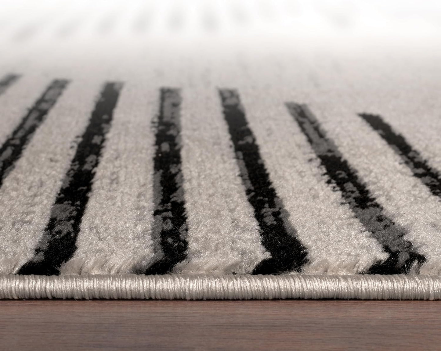 Rugshop Bohemian Stripe Stain Resistant High Traffic Living Room Kitchen Bedroom Dining Home Office Round Rug 8' Cream