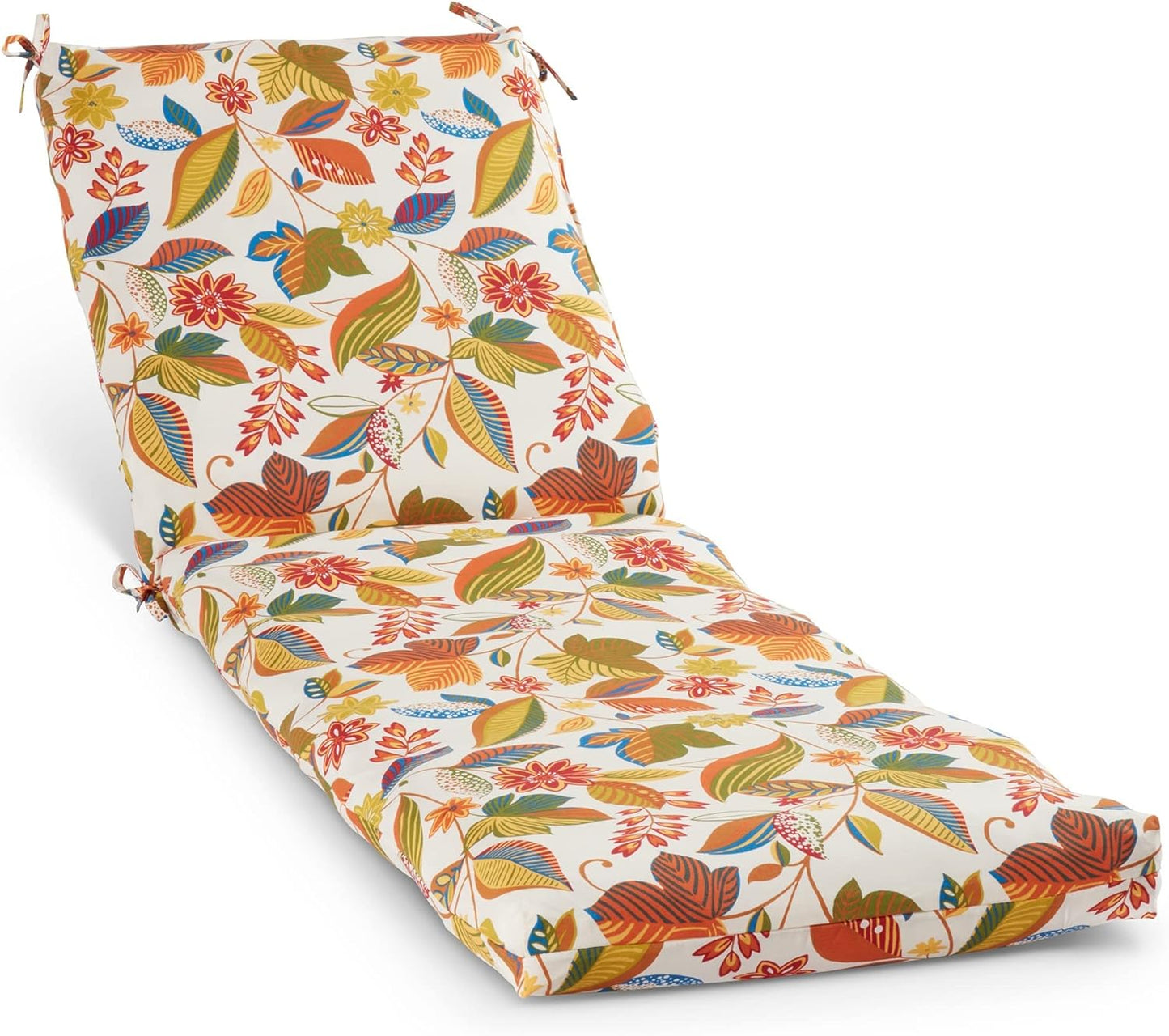 South Pine Porch Outdoor Reversible Chaise Lounge Chair Cushion with String Ties, Jamboree Paisley