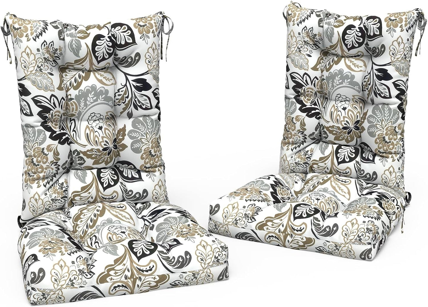 LVTXIII Outdoor/Indoor Rocking Chair Cushion Set with Thick Padding, All Weather Patio Tufted Seat and Back Cushion with Ties for Home and Garden Rocker, 38x17x3, 2 Count, Faylinn Shadow Paisley