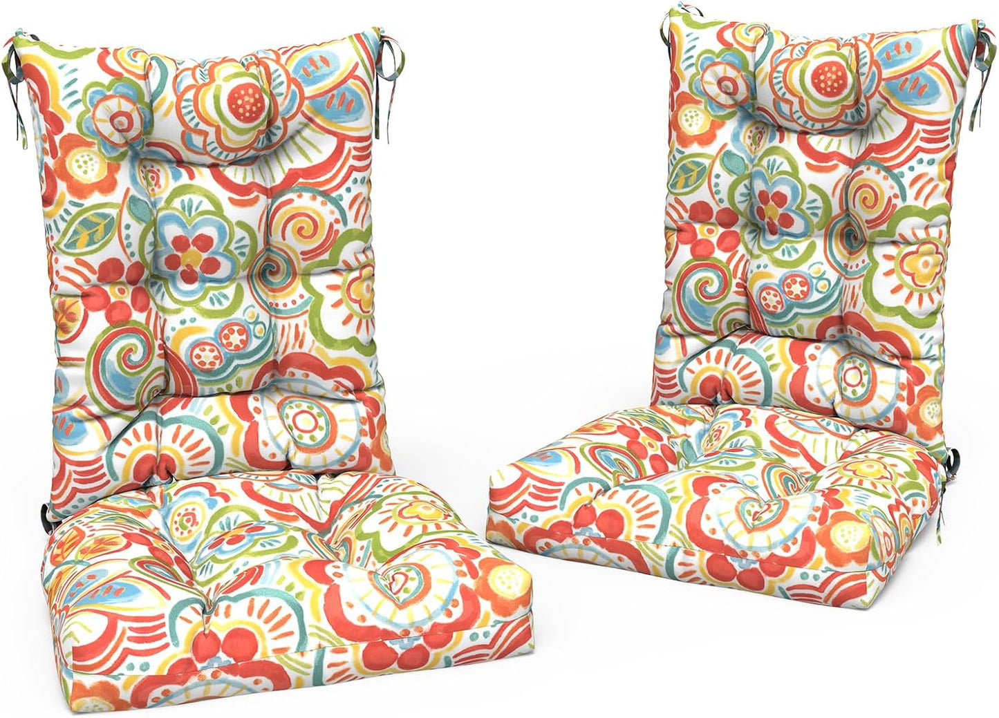 LVTXIII Outdoor/Indoor Rocking Chair Cushion Set with Thick Padding, All Weather Patio Tufted Seat and Back Cushion with Ties for Home and Garden Rocker, 38x17x3, 2 Count, Faylinn Shadow Paisley